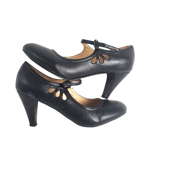 Mary Jane Heels Chase & Chloe Womens Black Faux Leather  Size 8.5 - Picture 1 of 9